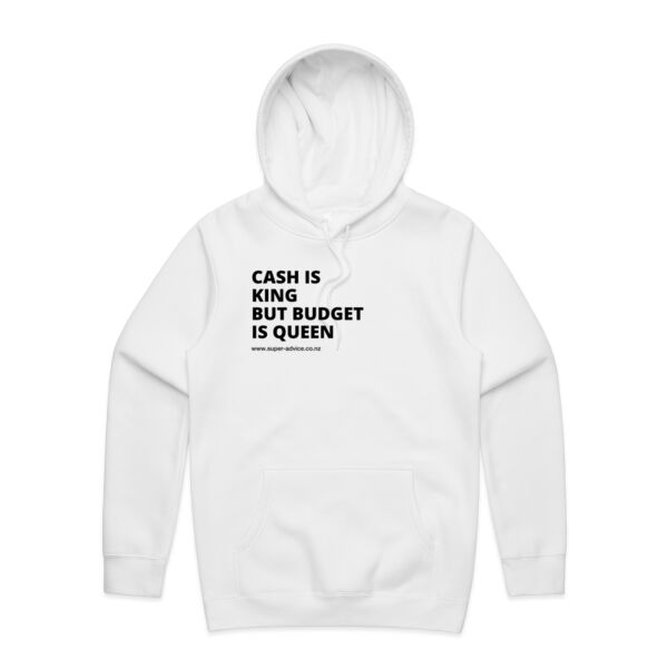 Cash is King but Budget is Queen White Hoodie Thumbnail